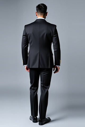 Svart Notched Lapel 3 Pieces Prom Suits för män